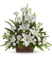 Peaceful White Lilies Basket Flower Power, Florist Davenport FL